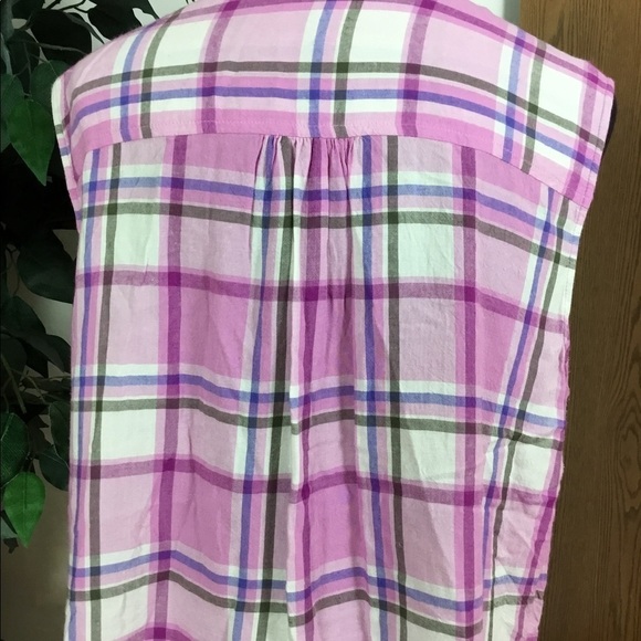 NORTHCREST 1X sleeveless buttondown top pink plaid - Picture 11 of 13